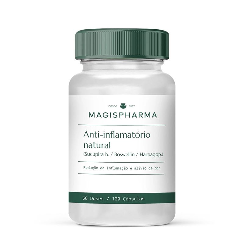 Anti-inflamatório Natural (Sucupira b. / Boswellin / Harpagop.) 60 Doses (120 Cápsulas)